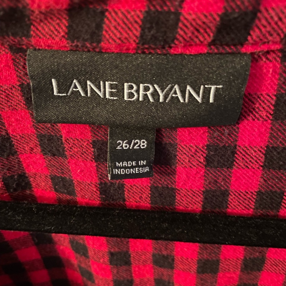 Women’s Lane Bryant Red and Black Buffalo Check Flannel Tunic Size 28W Plus. - Picture 2 of 8